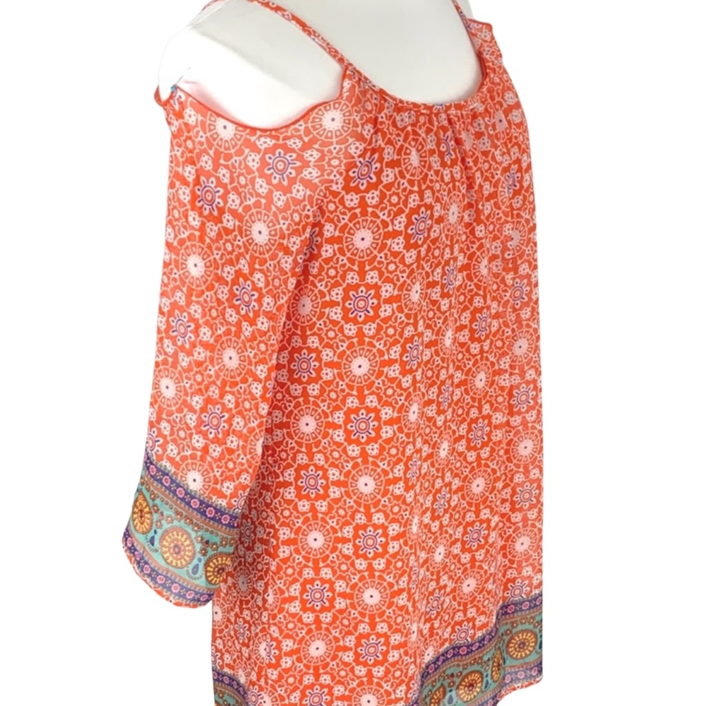 GB Girl Orange Lightweight Geometric Cold Shoulder Dress Youth size X-Large - Picture 2 of 15